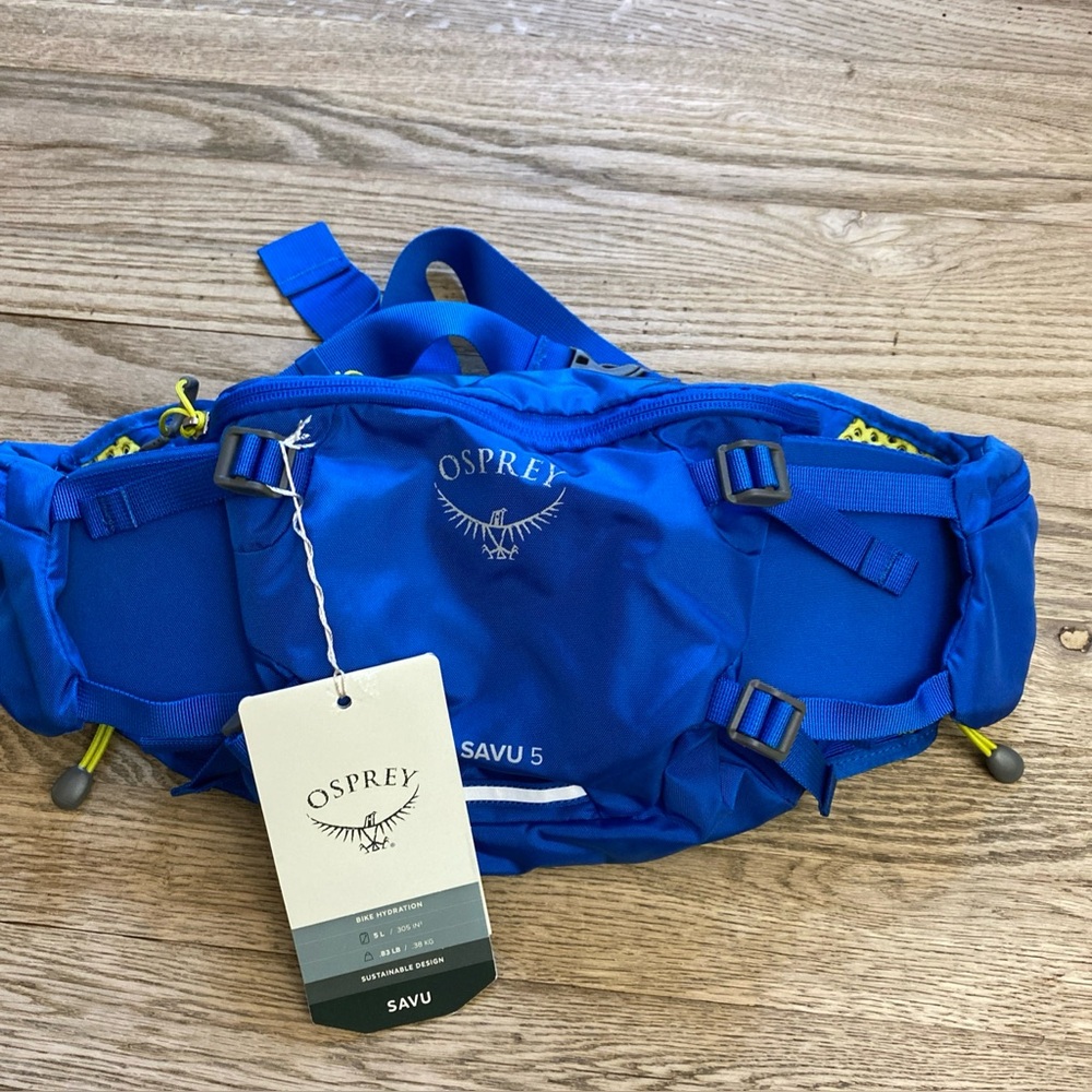 NWT OSPREY Savu 5 Waist Pack in Postal Blue Bike Hydration Sustainable Design 5L